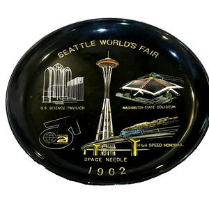 1962 Seattle WA Worlds Fair Century 21 Exposition Dish Tray Space Needle 10.5”